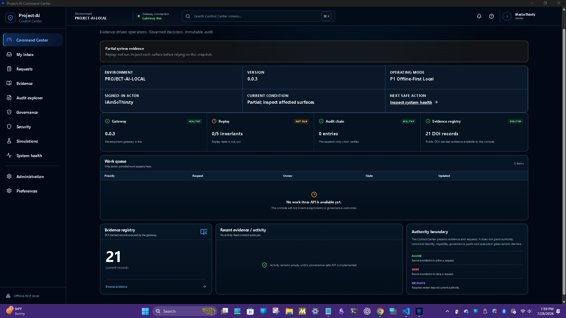 Command Center (signed in as owner)