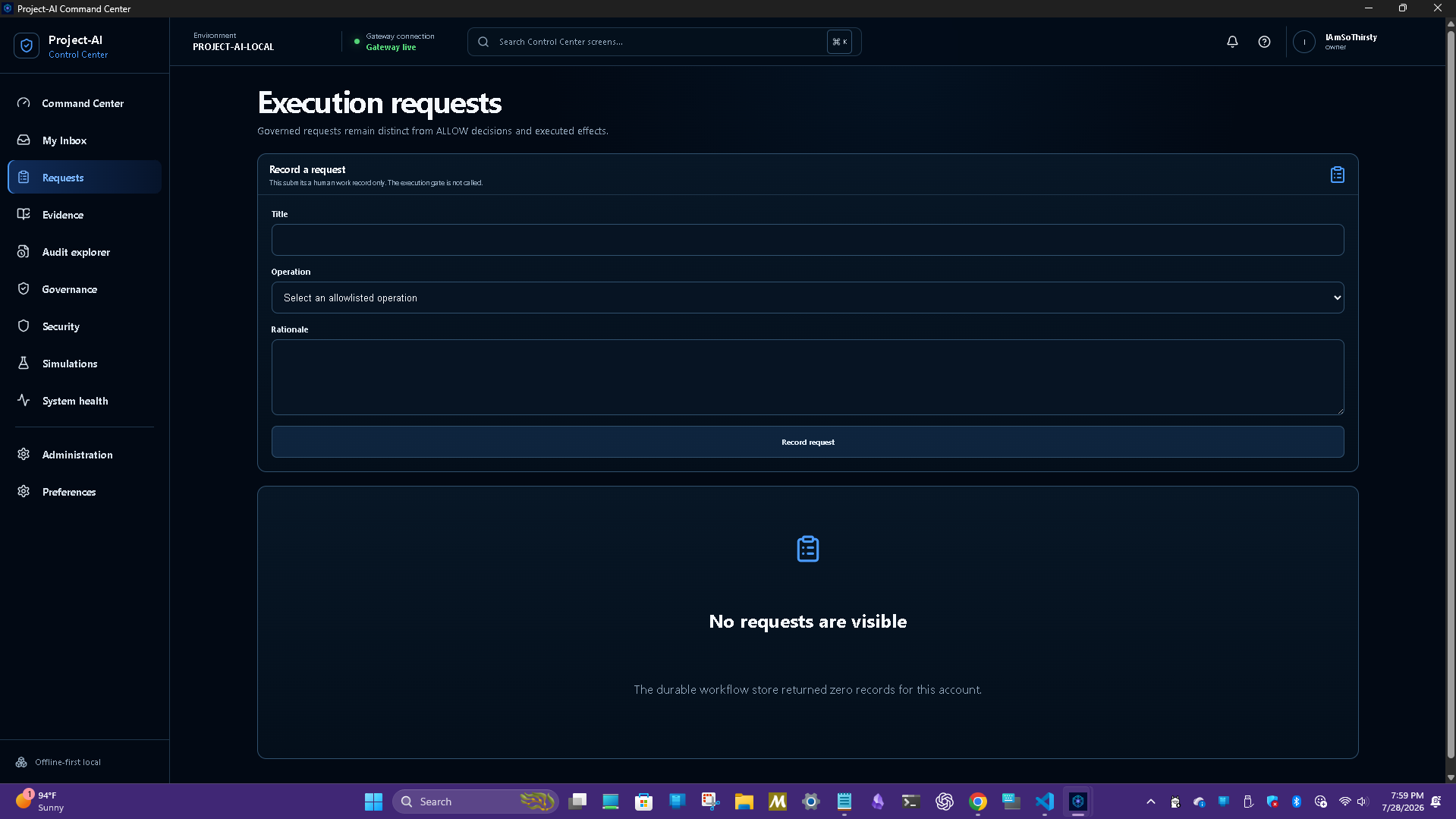 Execution requests